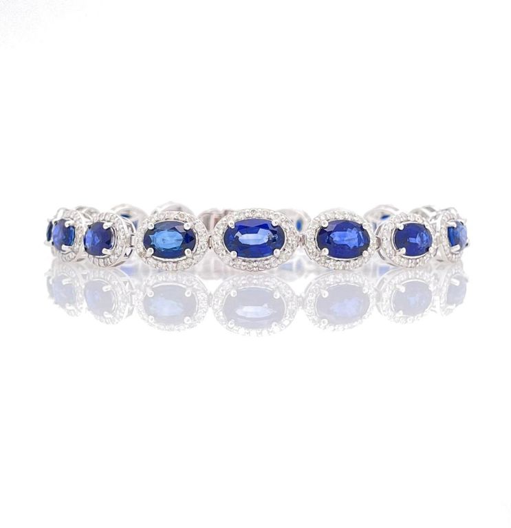 Platinum sapphire and diamond bracelet