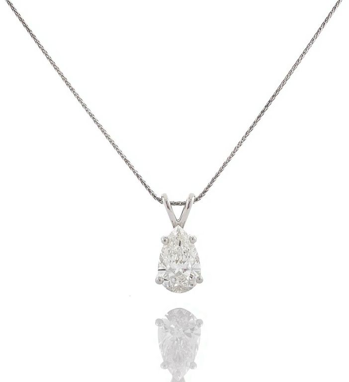 14k white gold lab diamond pendant necklace