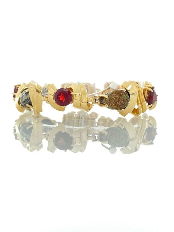 14k yellow gold garnet bracelet