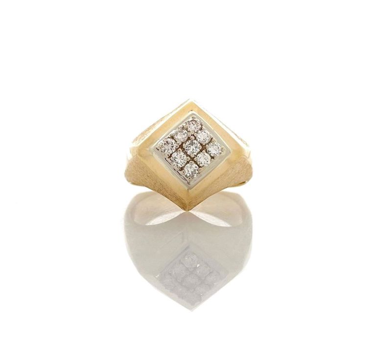 14k yellow gold diamond modernist ring