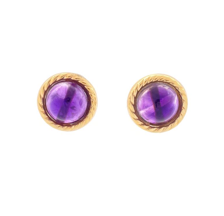 14k yellow gold amethyst earrings