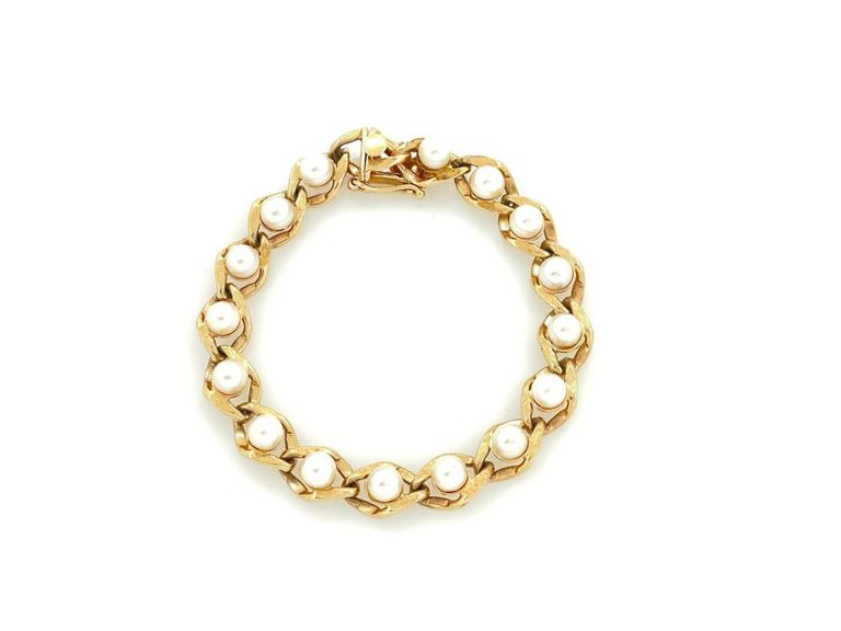 14k yellow gold pearl bracelet