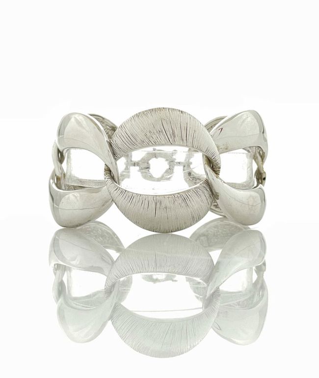 14k white gold wide link bracelet
