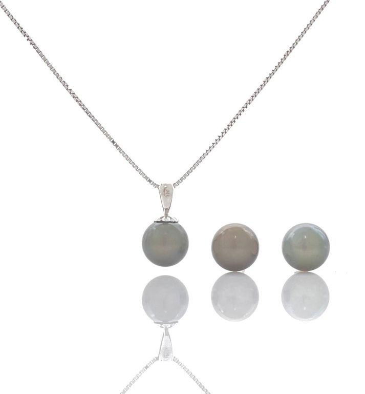 14k white gold pearl jewelry set