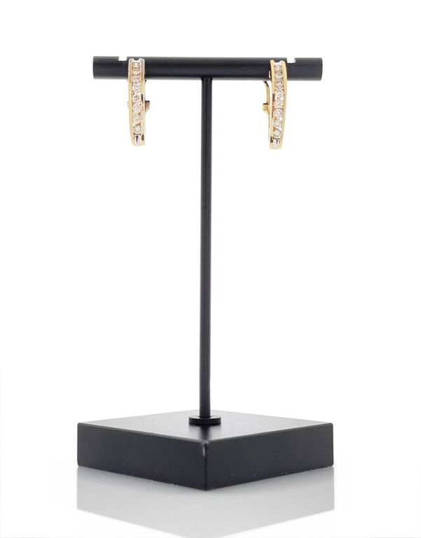 14k yellow gold diamond semi hoop earrings