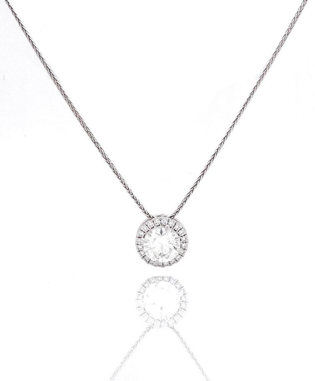 14k white gold lab diamond pendant necklace