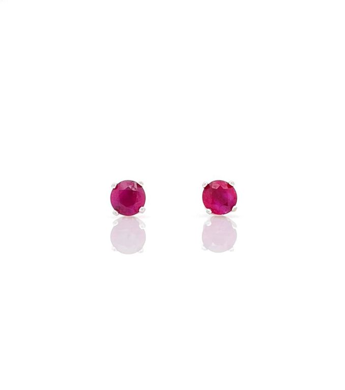 14k white gold stud ruby earrings
