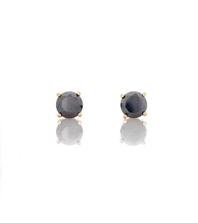 14k yellow gold black diamond stud earrings