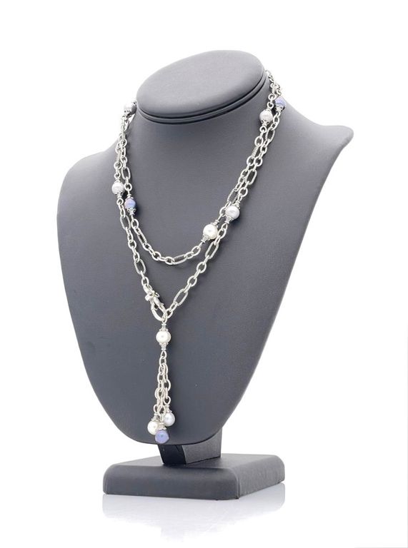 Sterling silver 18k yellow gold pearl necklace