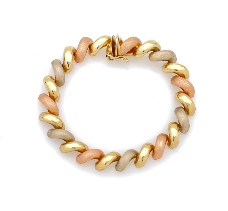14k tri-color San Marco link bracelet