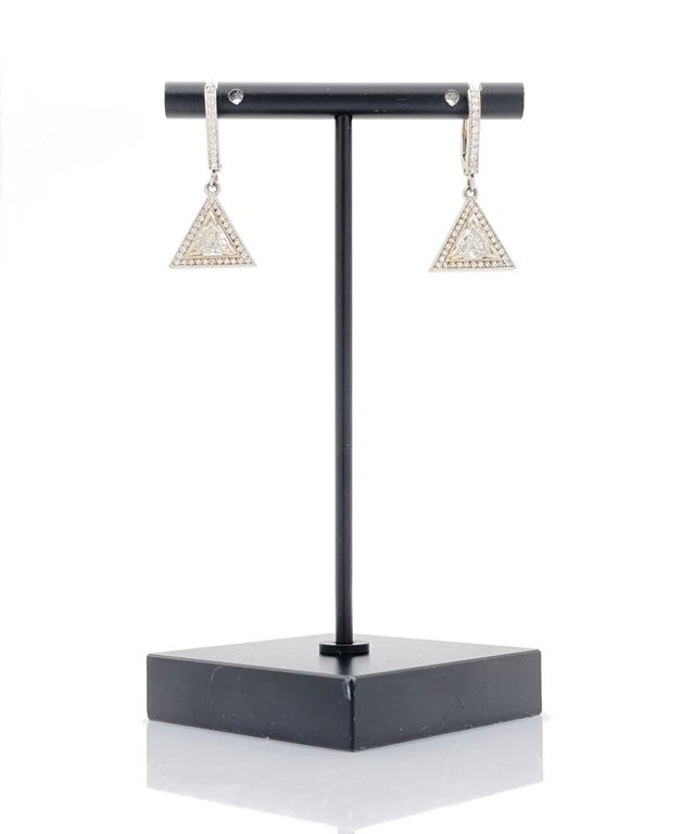 14k white gold diamond dangle earrings