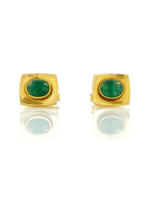 14k yellow gold emerald cufflinks