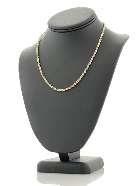 14k tri-color gold rope necklace