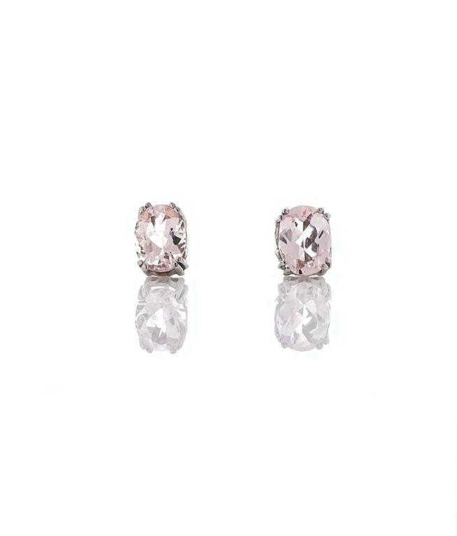14k white gold morganite stud earrings