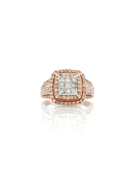 10k rose gold diamond double halo ring