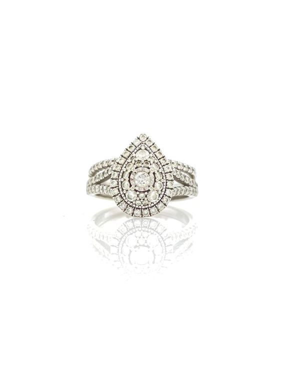 10k white gold diamond double halo wedding ring set