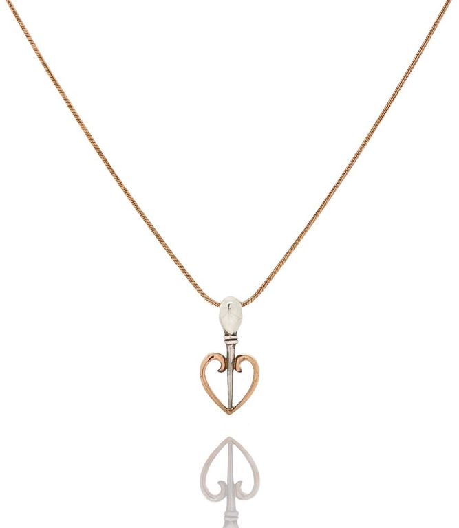 14k rose and white gold heart pendant necklace