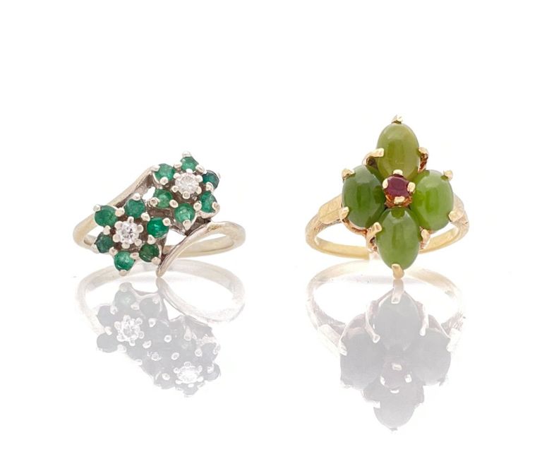 10k gold multi gemstone floral rings