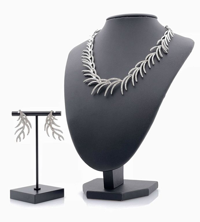 14k white gold diamond jewelry set