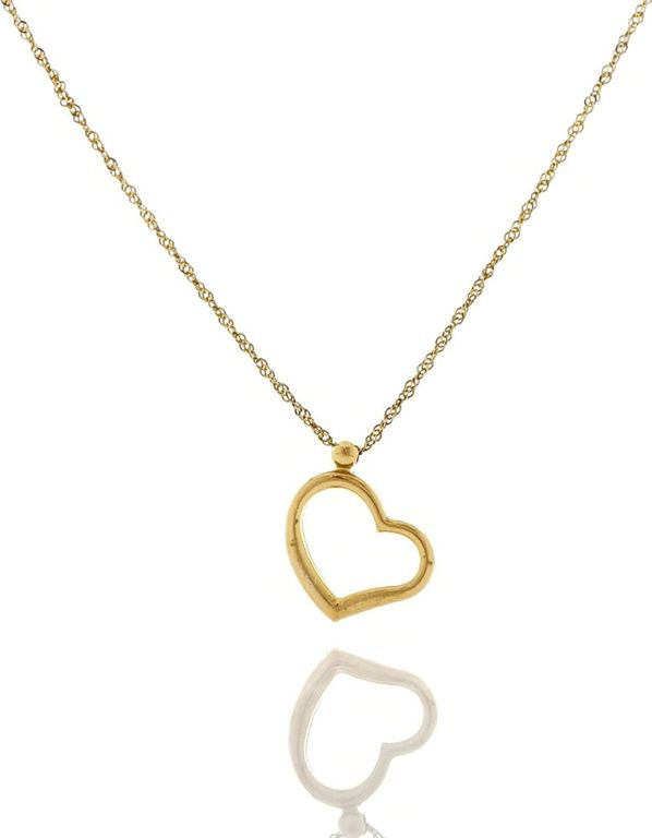 14k yellow gold heart pendant necklace