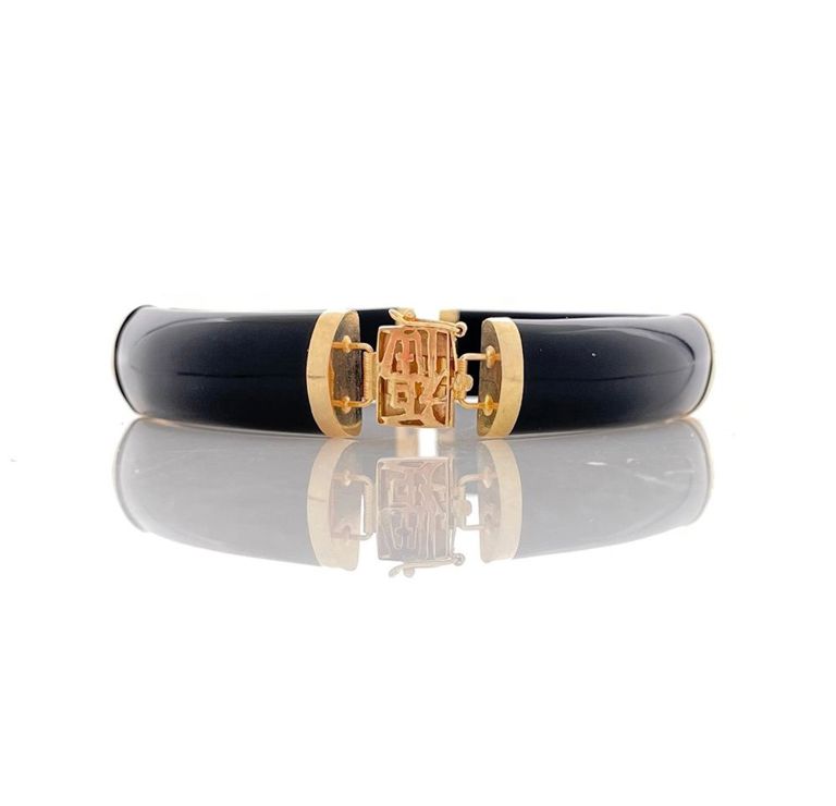 14k yellow gold onyx bracelet