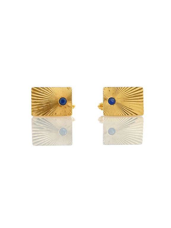 18k yellow gold sapphire cufflinks
