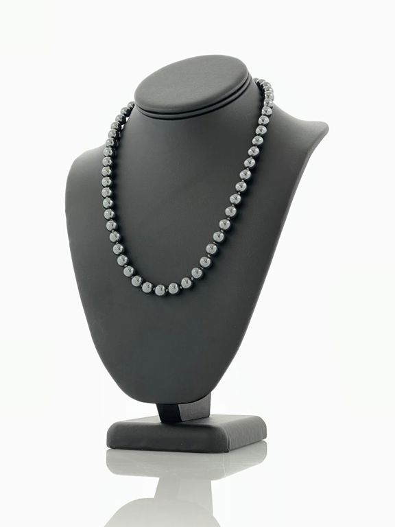 14k yellow gold hematite beaded necklace
