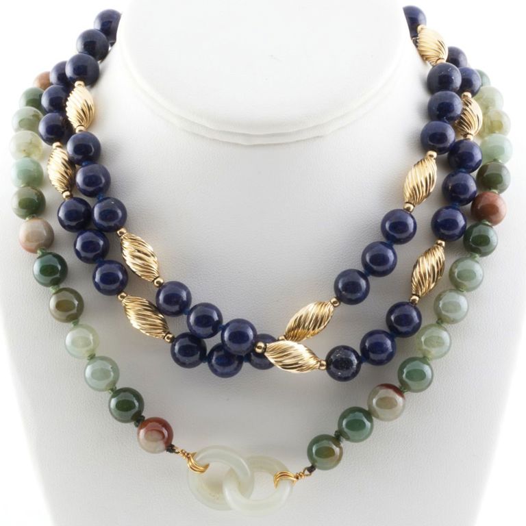 Two hardstone beaded necklaces