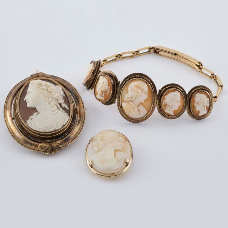 Group of cameo jewelry