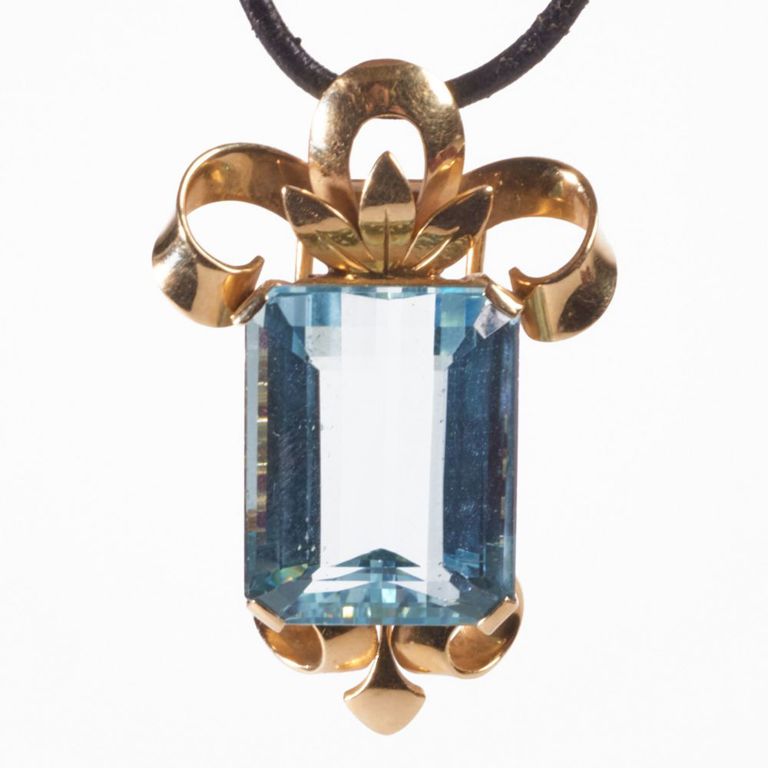 14k gold and colored stone pendant brooch