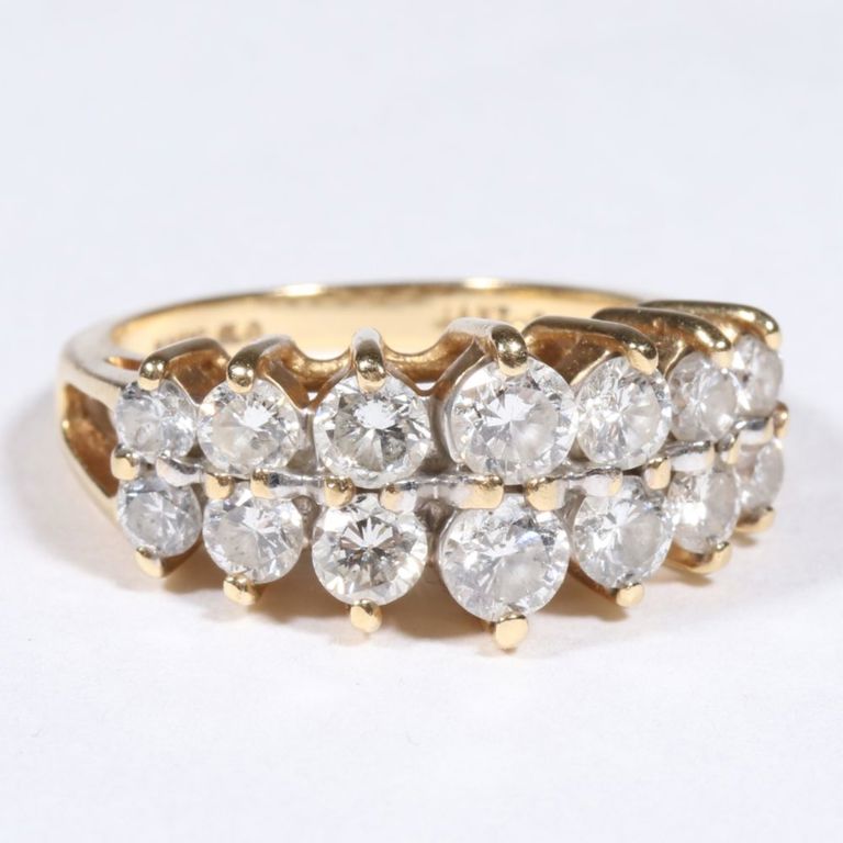 14k yellow gold diamond cluster ring