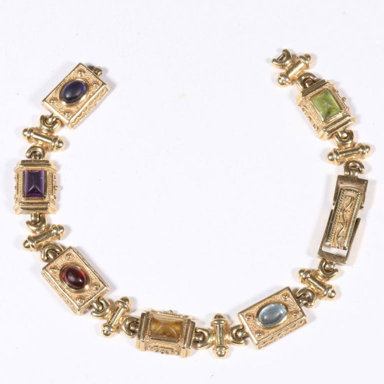 14k yellow gold gemstone bracelet
