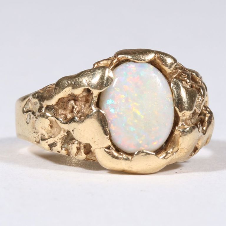 14k yellow gold opal ring
