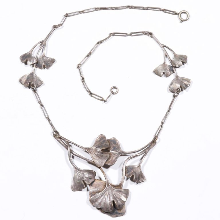 800 silver ginkgo leaf necklace