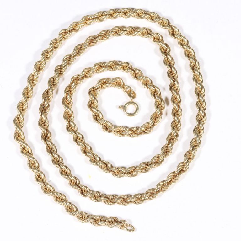 14k yellow gold rope chain necklace