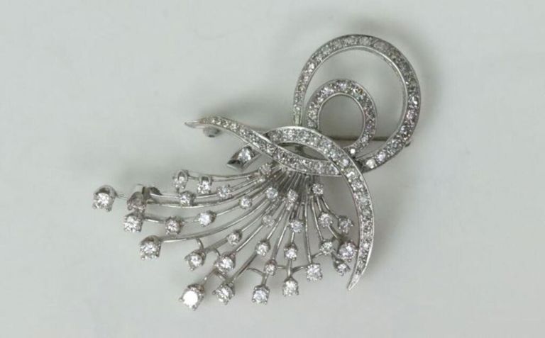 14k diamond spray brooch