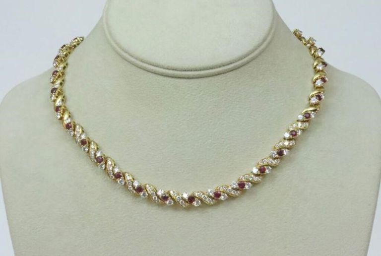 18k diamond and ruby choker necklace