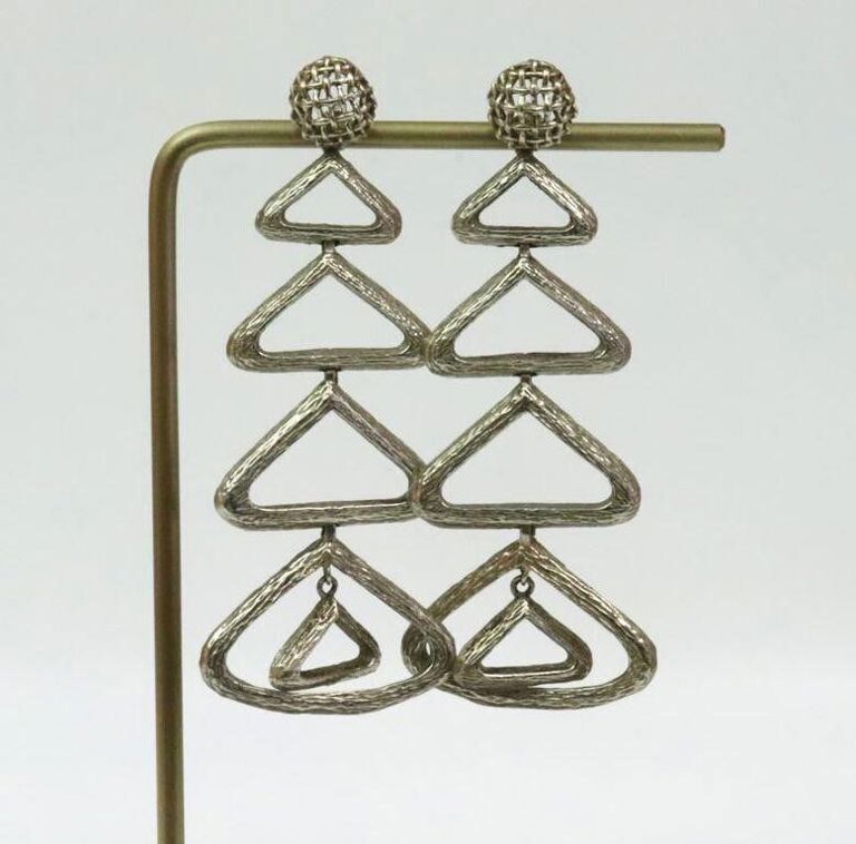 Pair 14k modernist style pendant earrings