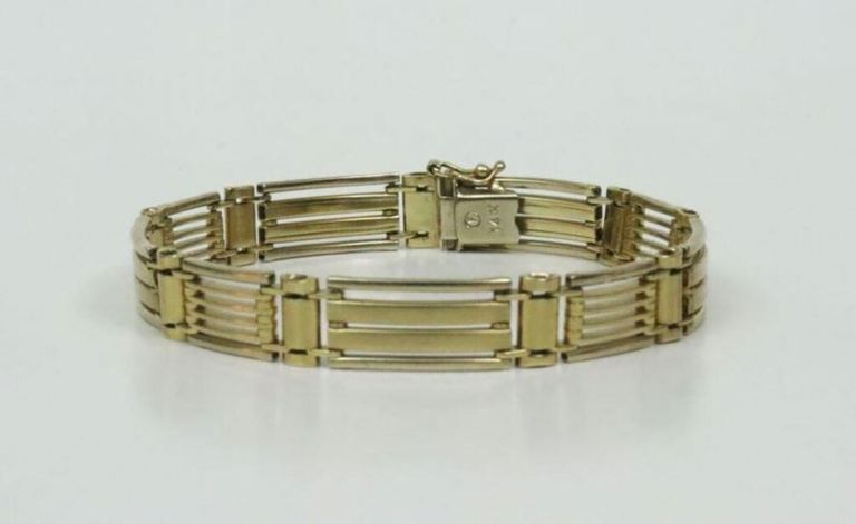 14k fancy bar link bracelet