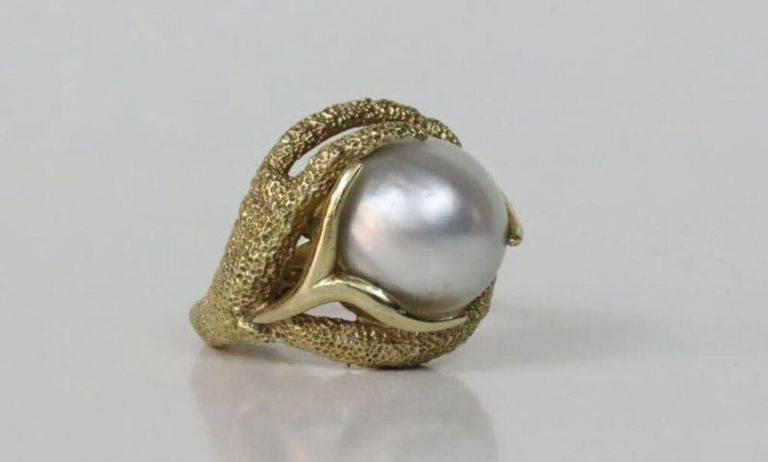 14k mabe pearl domed ring