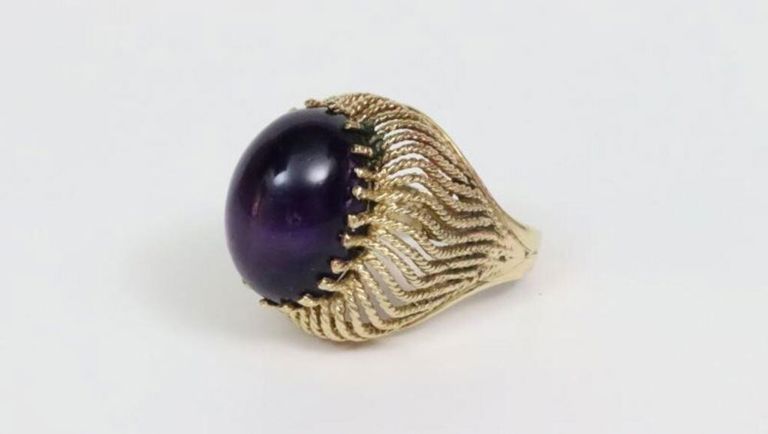 14k yellow gold amethyst domed ring