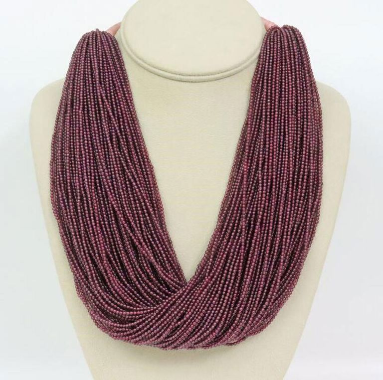 Vintage multi-strand amethyst seed bead necklace
