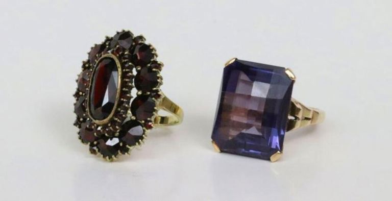 14k and one 10k yellow gold gemstone rings