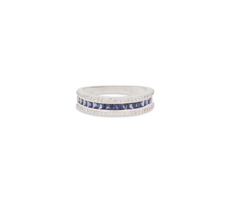 18k white gold sapphire and diamond band