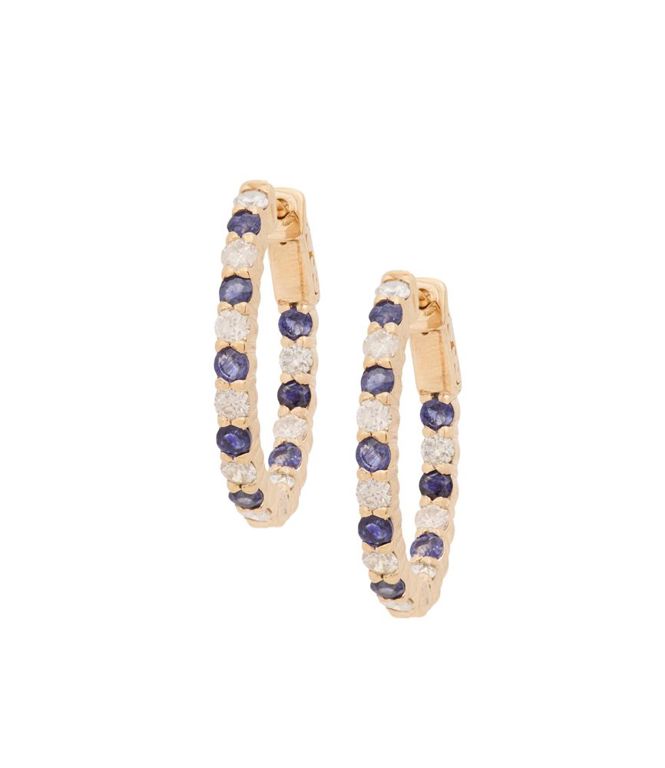 14k yellow gold hoop diamond earrings