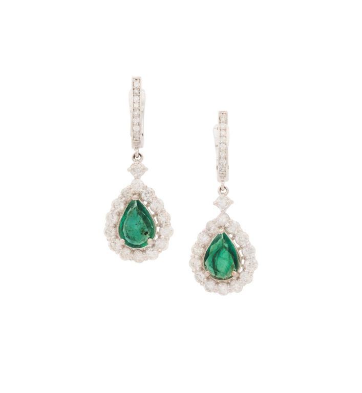 14k white gold emerald earrings
