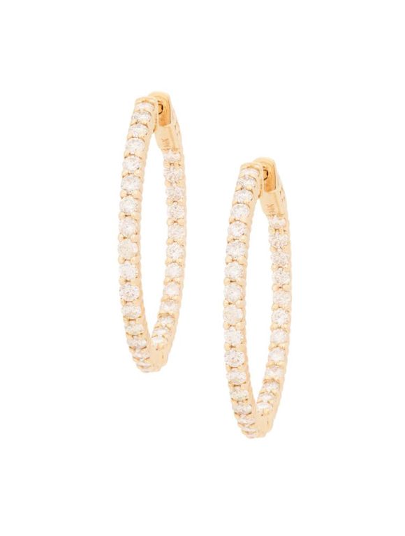 14k yellow gold hoop diamond earrings