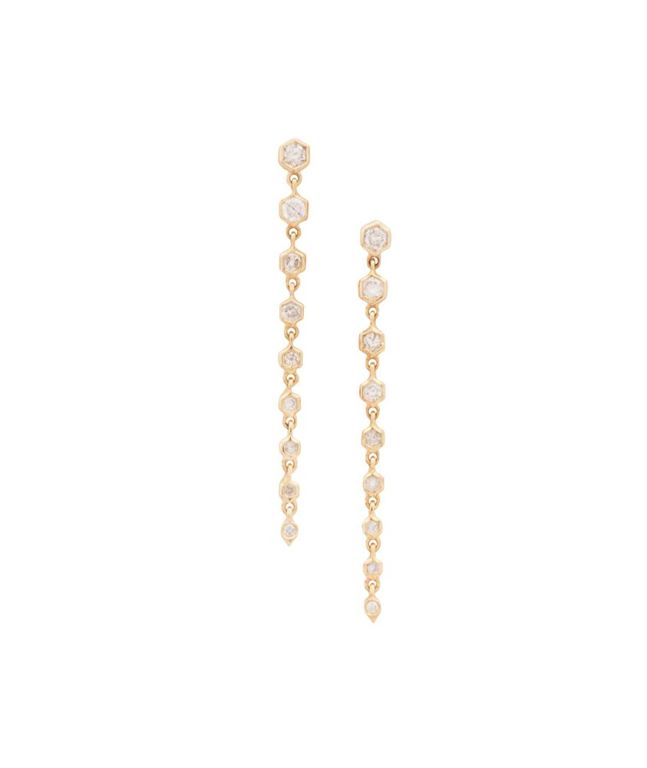 14k yellow gold diamond dangle earrings