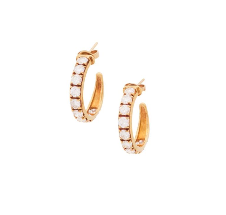 18k yellow gold diamond half-hoop earrings