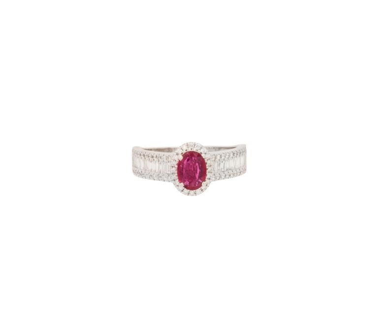 18k white gold ruby and diamond ring